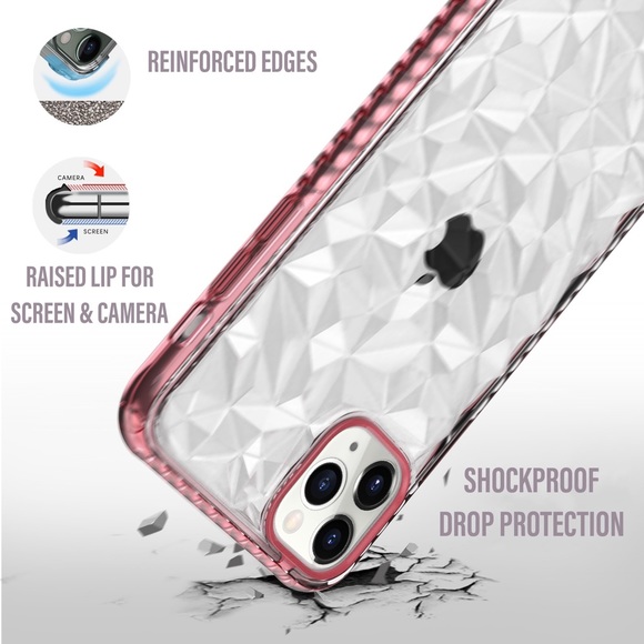 iPhone 11 Pro Max Case 3D Diamond Geometric Pink - Picture 6 of 8